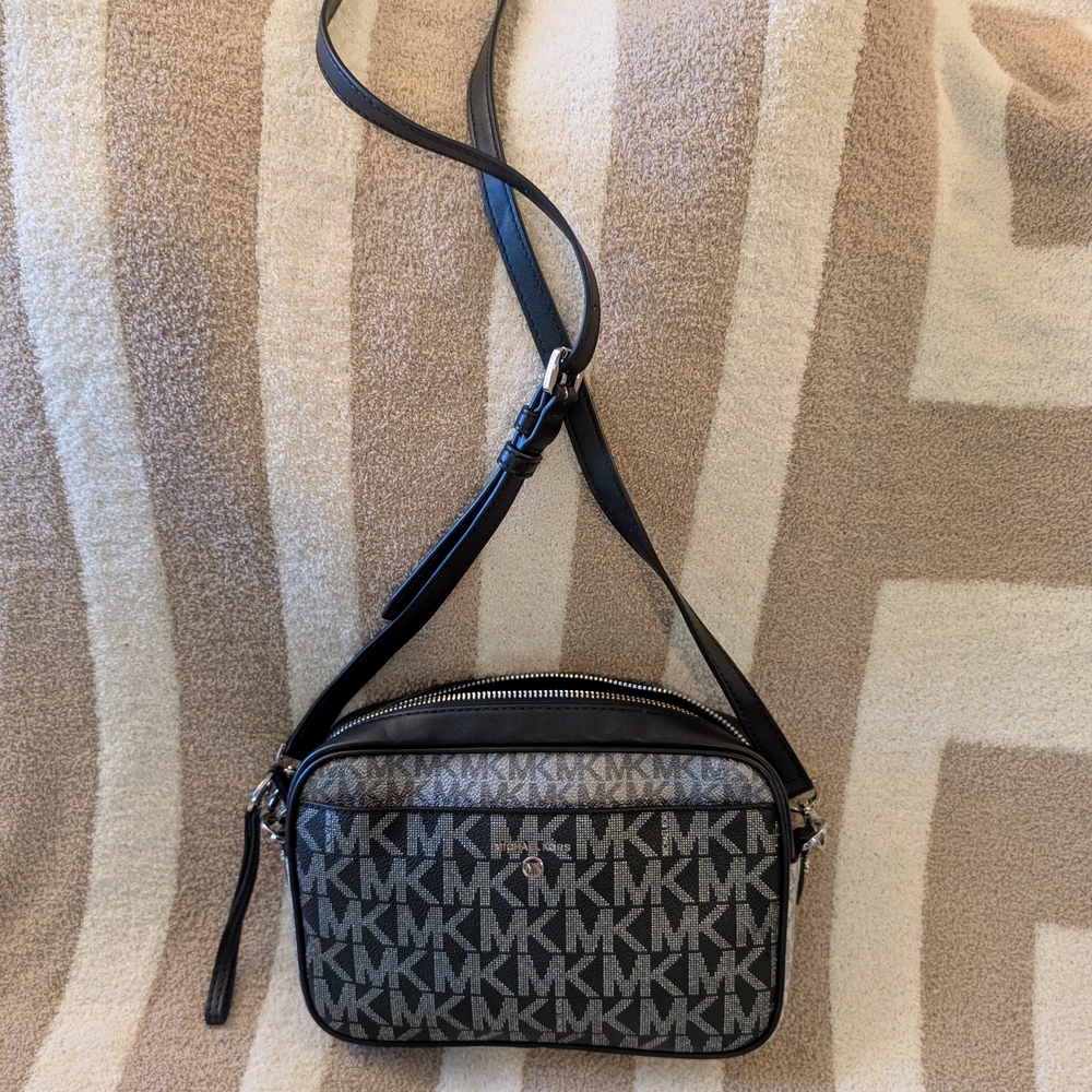Michael Kors Black and Silver Crossbody  Bag